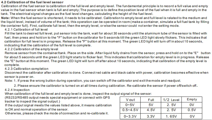 4. Oil sense calibration