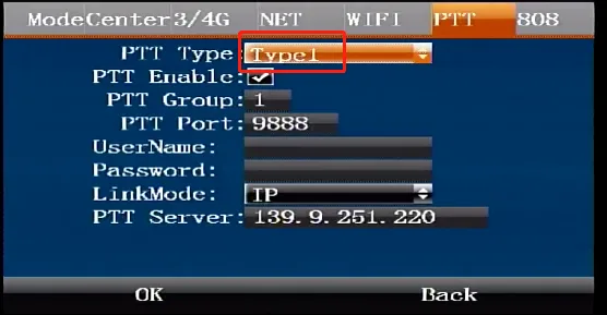 2. Fill in PTT parameters